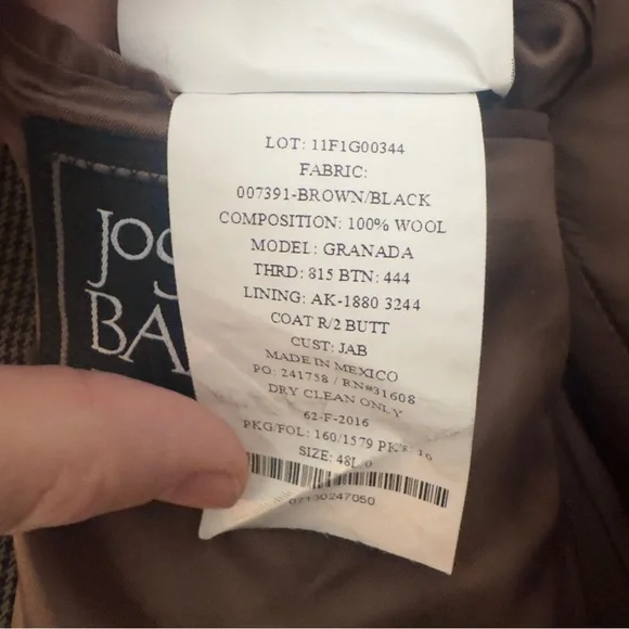 Jos. A. Bank Signature 48L Brown Houndstooth 100% Wool Sport Coat Blazer - Picture 8 of 9